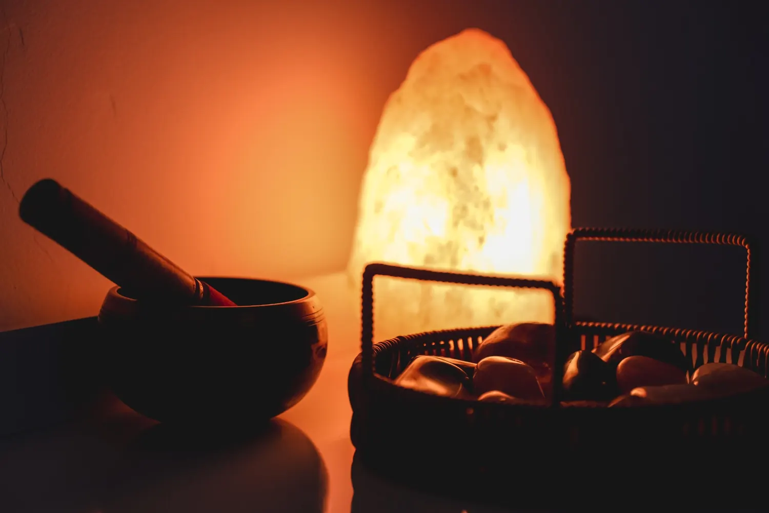 Tigela tibetana e luz